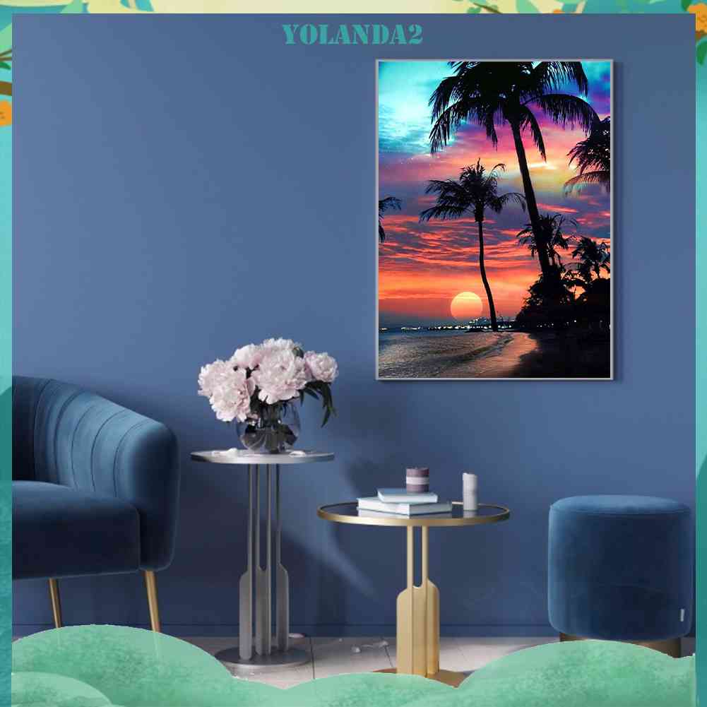 Bộ Tranh Đính Đá 5D Toàn Diện Họa Tiết Bãi Biển Độc Đáo DIY Dùng Trang Trí Nhà Cửa