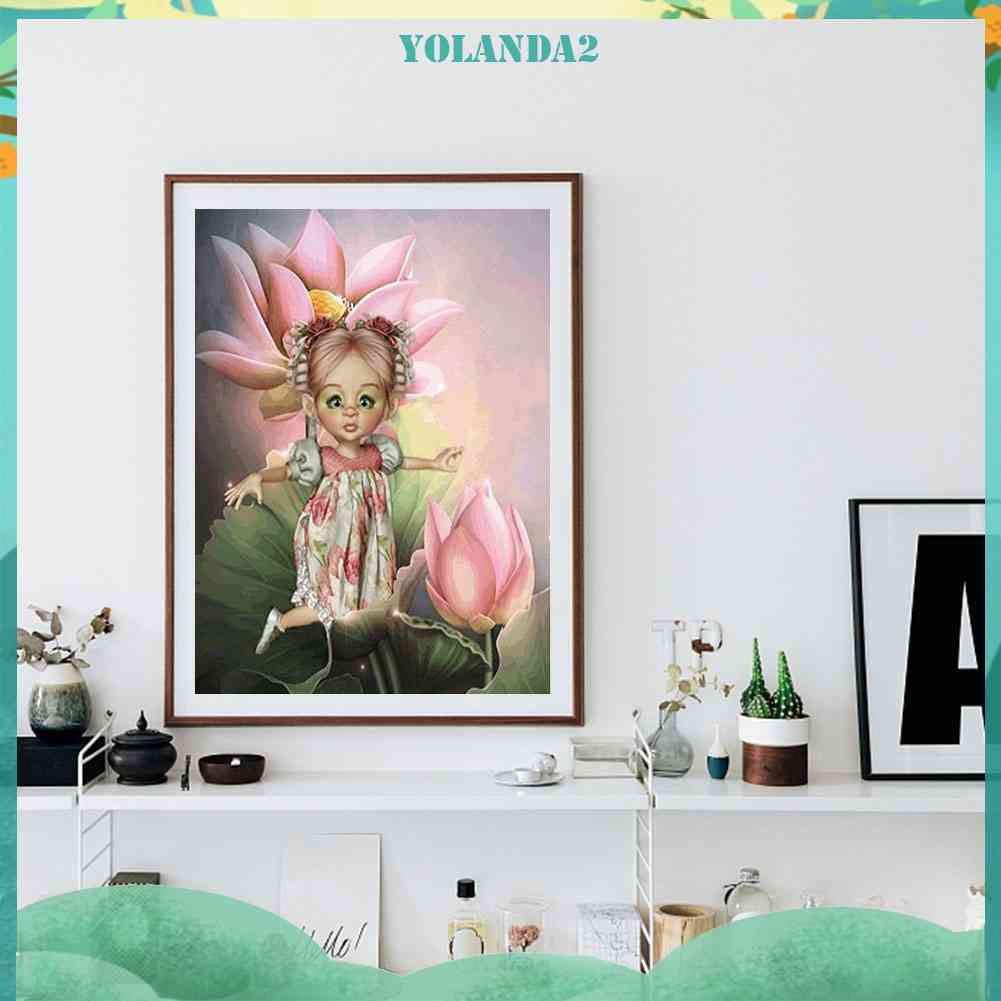 Tranh Đính Đá 5D Tự Làm Họa Tiết Bé Gái Hoạt Hình