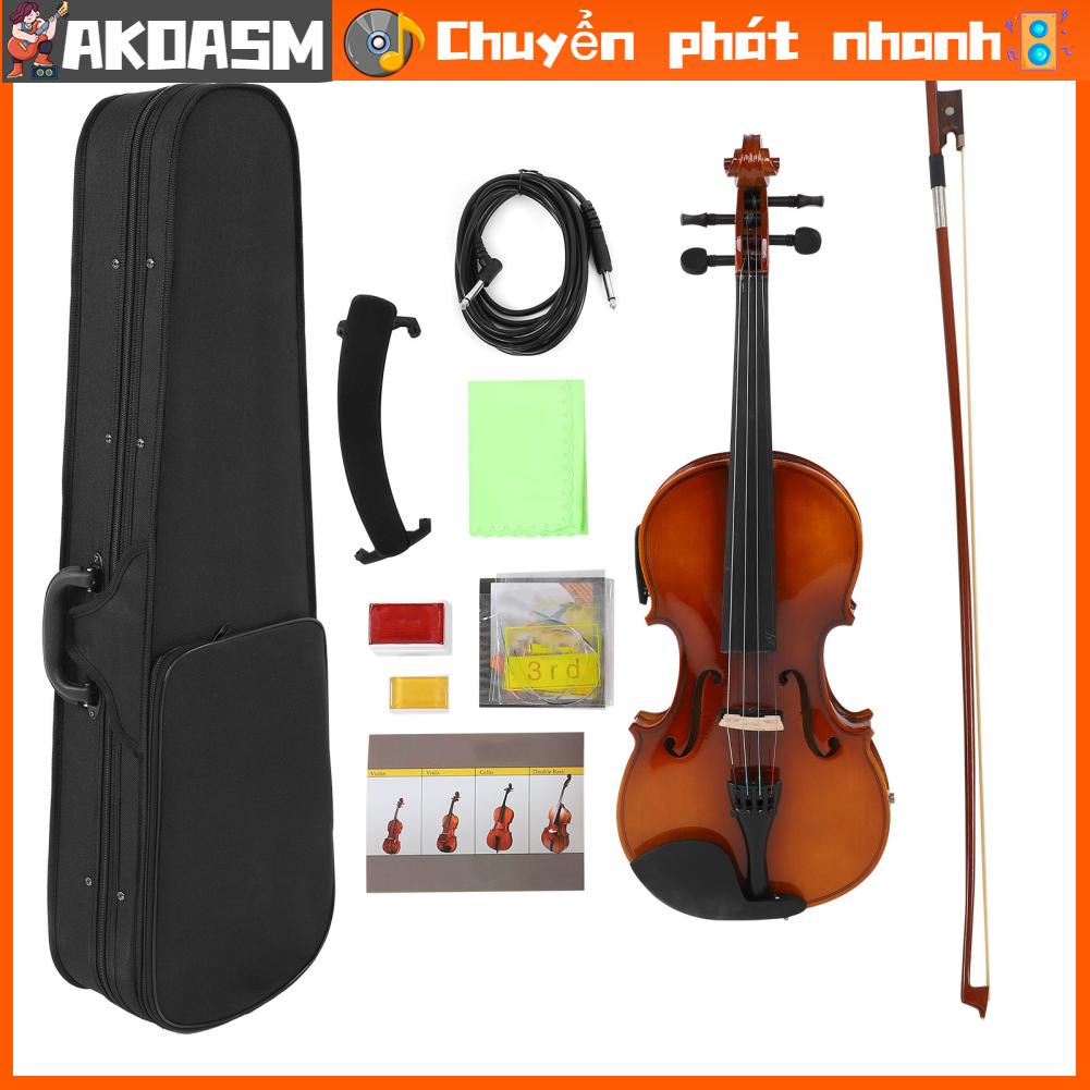 Violin Solid Wood Acoustic Music Instrument Electroacoustic EQ 4/4 dành cho người mới bắt đầu AVE03 AKOASM
