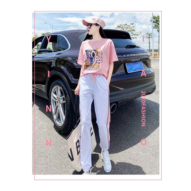 Set Đồ Thể Thao Hai Món Bằng Cotton Nguyên Chất Tay Ngắn Phong Cách Đường Phố Thời Trang Mùa Hè Mới 2023