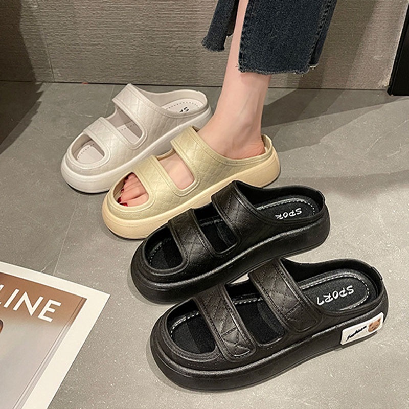 BAILUDAREN.Sandal nữ  đế muffin dày hở ngón thoải mái mùa hè Dép quai ngang nữ độn đế 4P thời trang đi chơi , đi du lịch