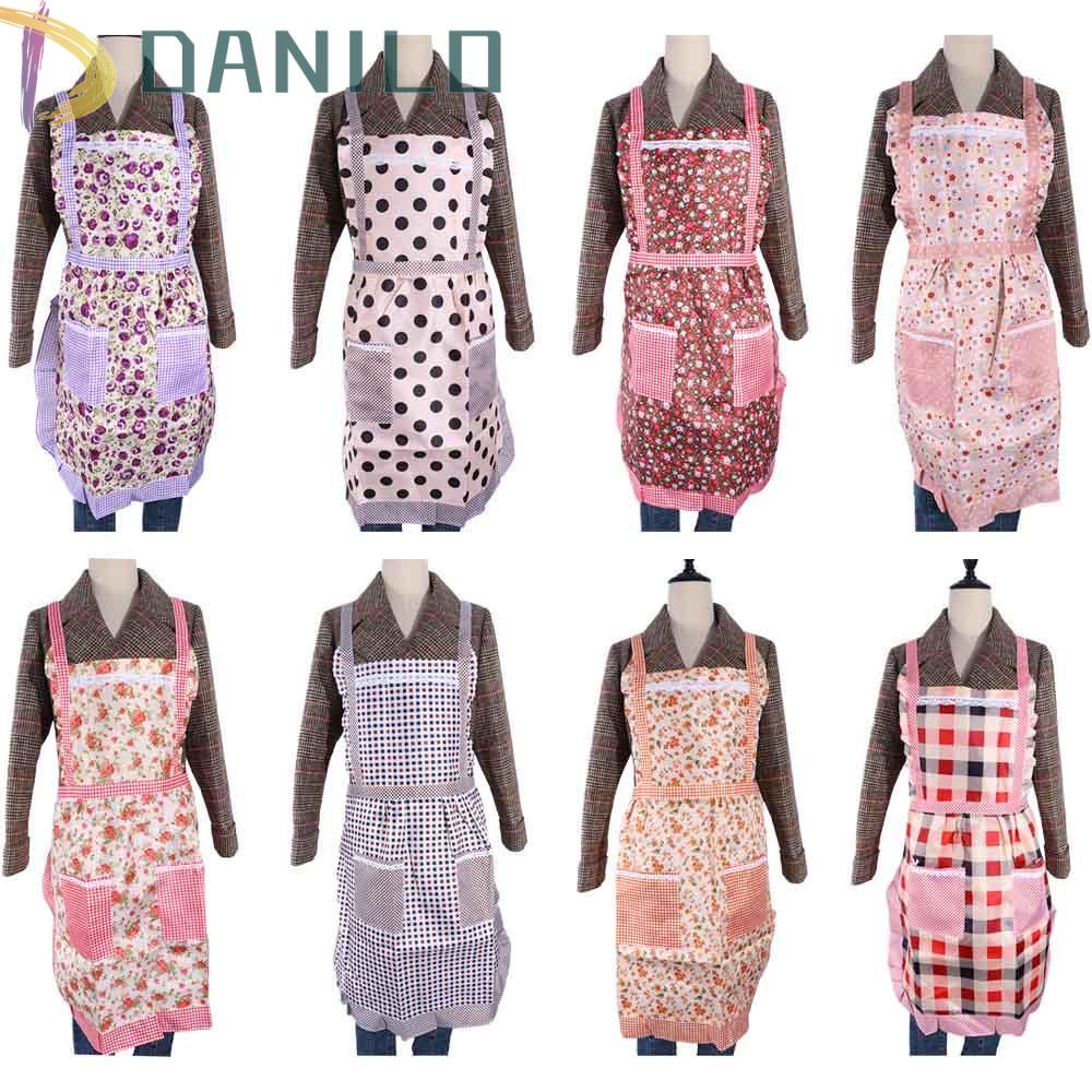 Tạp Dề Hai Lớp Chống Thấm Nước Chống Dầu Họa Tiết Kẻ Sọc Caro