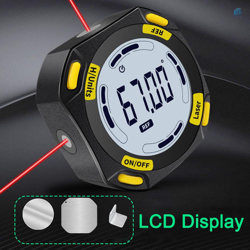 (s2mwvn) Máy Dò Góc Kỹ Thuật Số 5 Mặt Có Nam Châm Mạnh 4 * 90° Đồng Hồ Đo Tốc Độ 4 Đường Laser Có Thể Điều Chỉnh