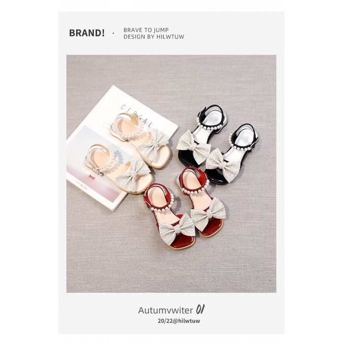 Xăng đan Cao Gót Đế Mềm Đính Nơ Thời Trang Mùa Hè 2023 Cho Bé Gái