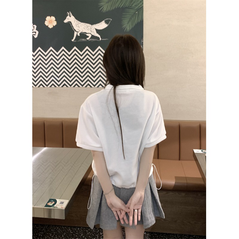 Áo Thun Polo Tay Ngắn Chất Liệu Cotton Phong Cách Hàn Quốc Thời Trang Cho Nữ