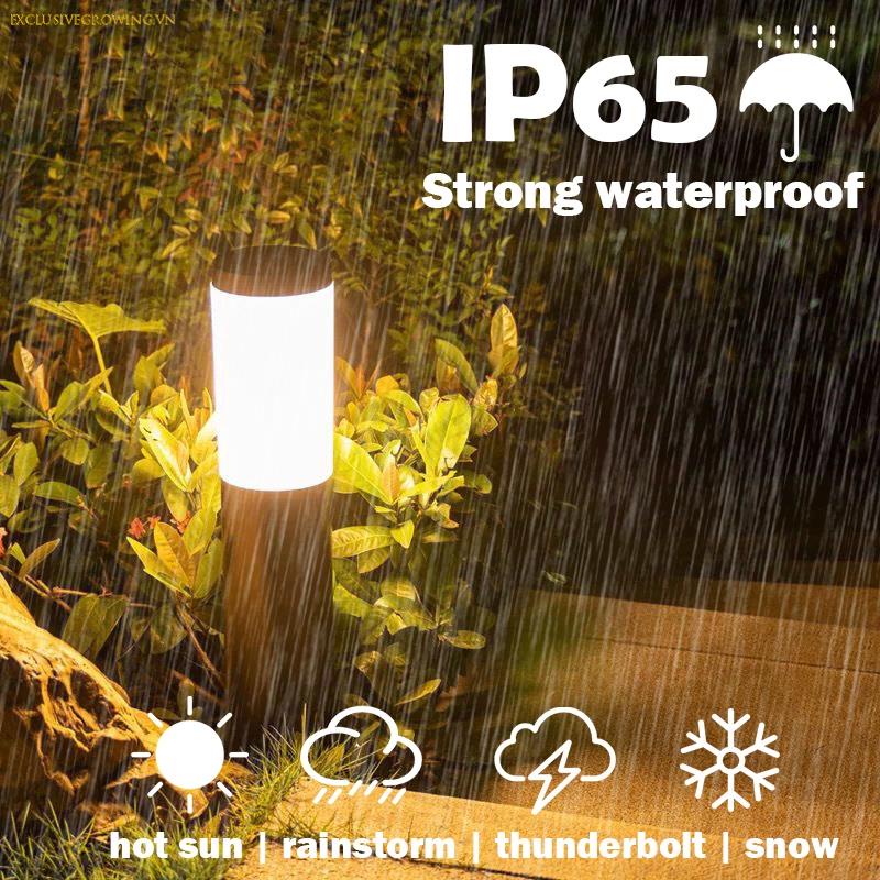 Đèn LED Hình Trụ Ánh Sáng Trắng Ấm Sử Dụng Năng Lượng Mặt Trời Trang Trí Sân Vườn