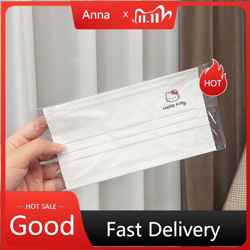Khẩu Trang Ba Lớp Màu Trắng Thuần Thoáng Khí Hình Mèo Hoạt Hình Đơn Giản Giữ Ấm Mùa Thu Đông Cho