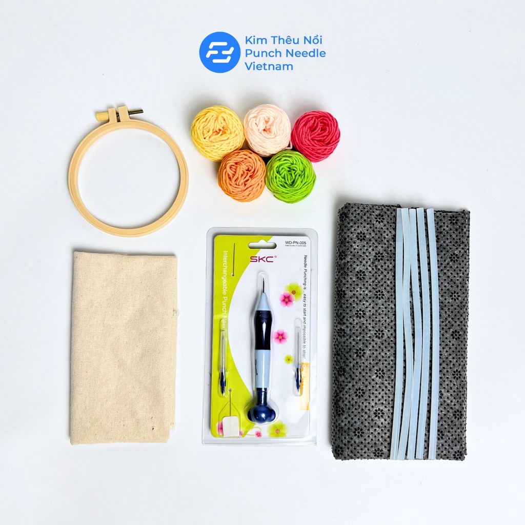Set thêu nổi punch needle làm lót ly | Coaster/Mug rug Punch needle making set