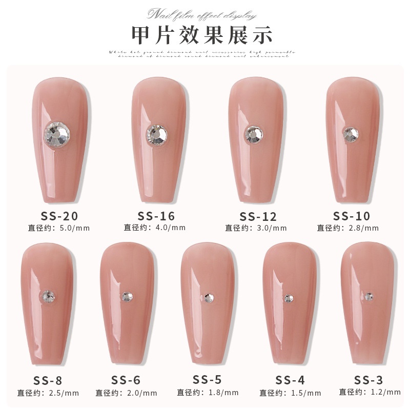Túi 1440 viên đá chân bằng có lưới, đủ size, phụ kiện nail