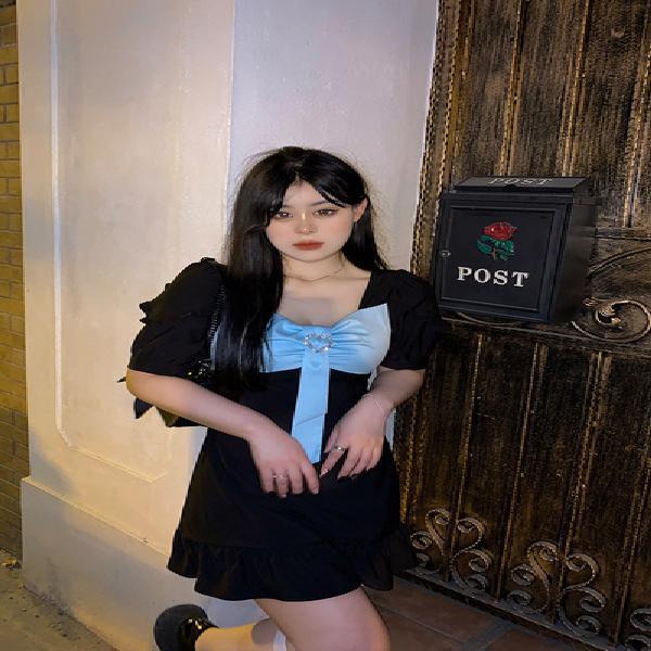 Đầm Ngắn Cổ Vuông Ôm Eo Đính Nơ Thời Trang Mùa Hè Hàng Mới Năm 2021 Dành Cho Bạn Nữ