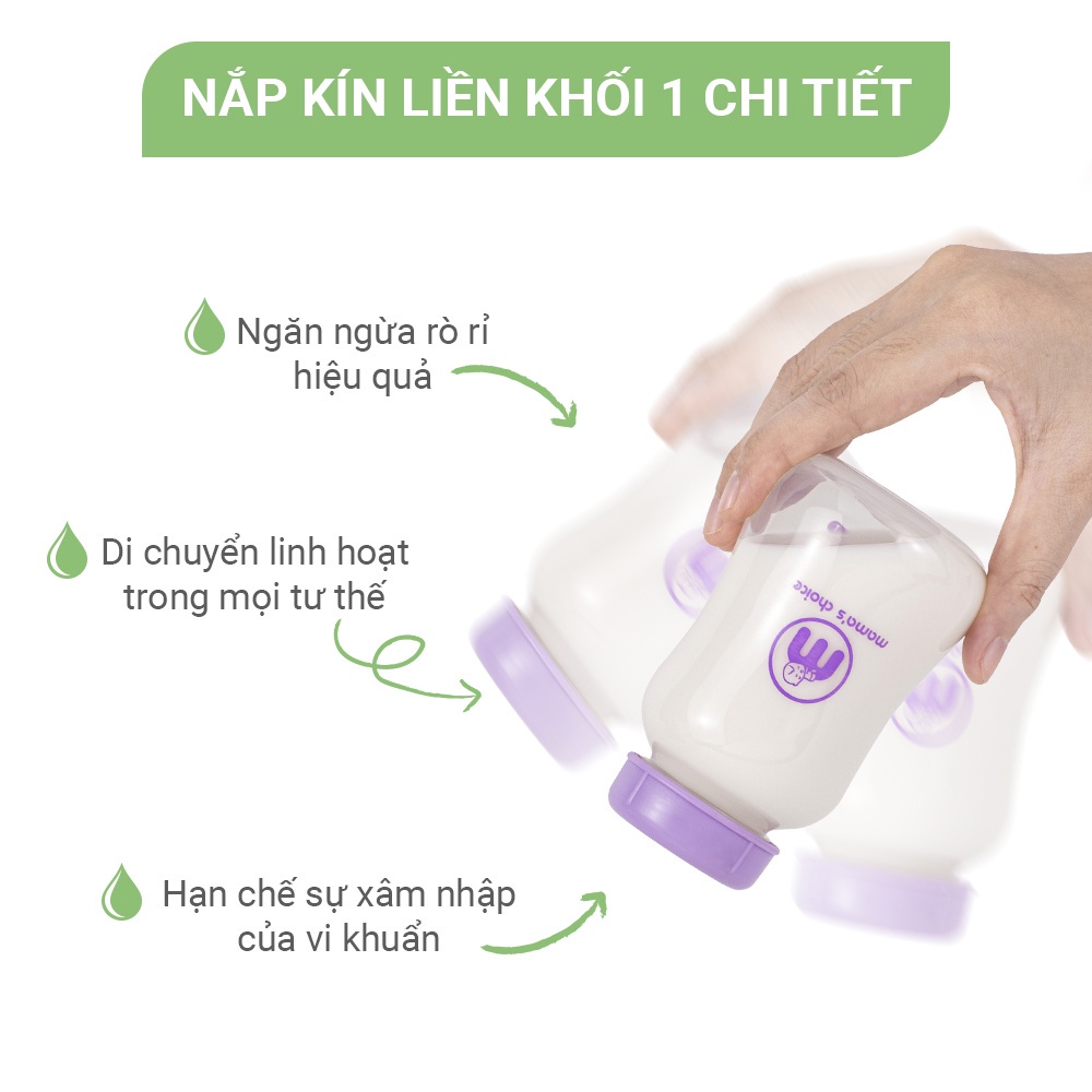 Bình Trữ Sữa Cổ Hẹp Mama's Choice 150ml–240ml, Bình Đựng Sữa Tương Thích Máy Hút Sữa Medela, Unimom, Real Bubee, Ameda
