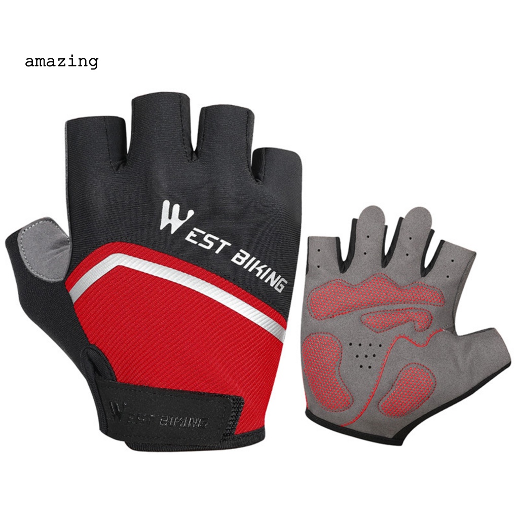 1 Đôi Găng Tay Nửa Ngón Bằng Da Giả Thoải Mái Chống Trầy Xước Khi Đi Xe Đạp