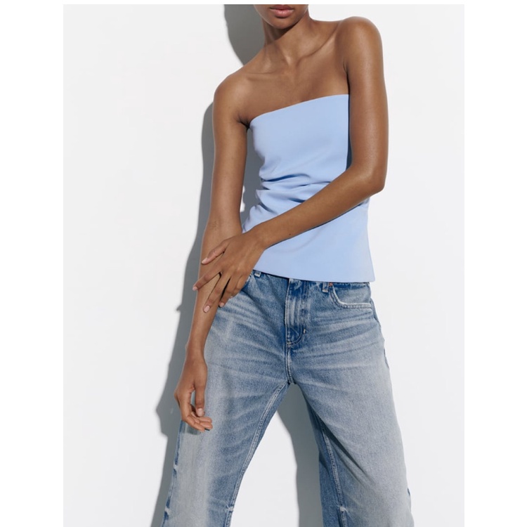 Áo Kiểu Zara Trễ Vai Dáng Suông Xếp Ly Thời Trang Mùa Hè 23 Cho Nữ3067089