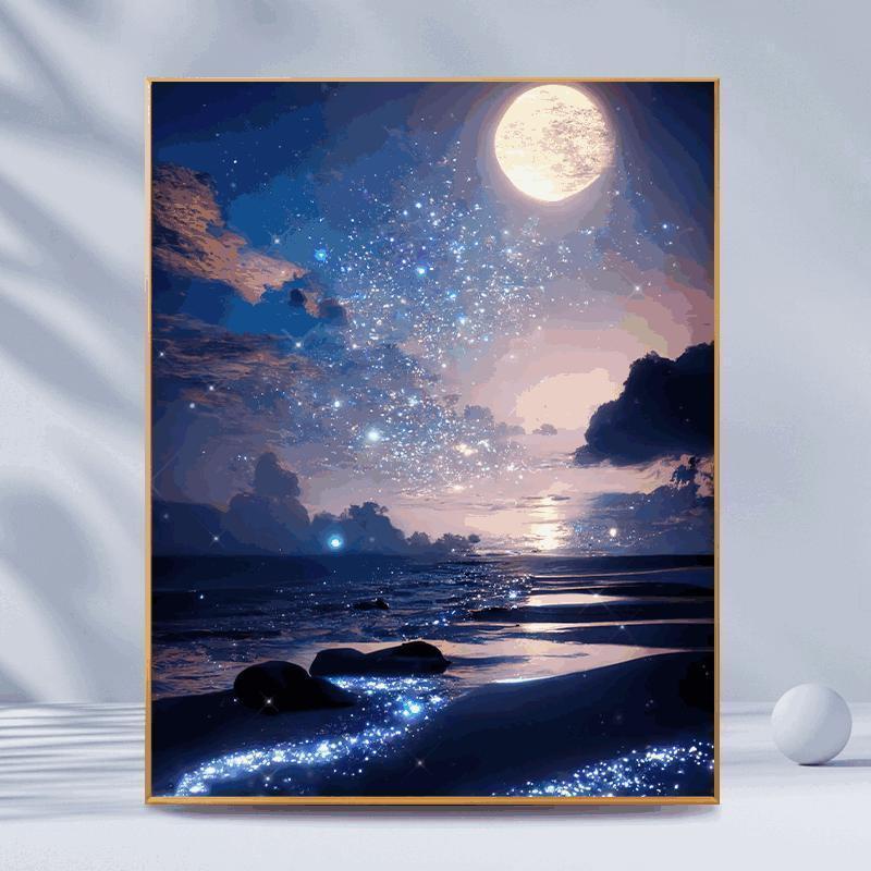 MOZI ✨Tranh Sơn Dầu diy Họa Tiết Bầu Trời Sao Màu Tím Phong Cách Lãng Mạn tranh sơn dầu số tranh sơn dầu số hoá sơn acrylic tranh số hóa theo yêu cầu