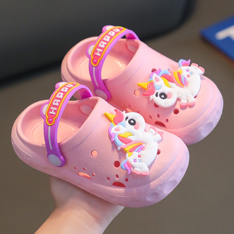 Dép Sandal Chống Trượt In Hình Kỳ Lân Hoạt Hình Thời Trang Mùa Hè Cho Bé Gái