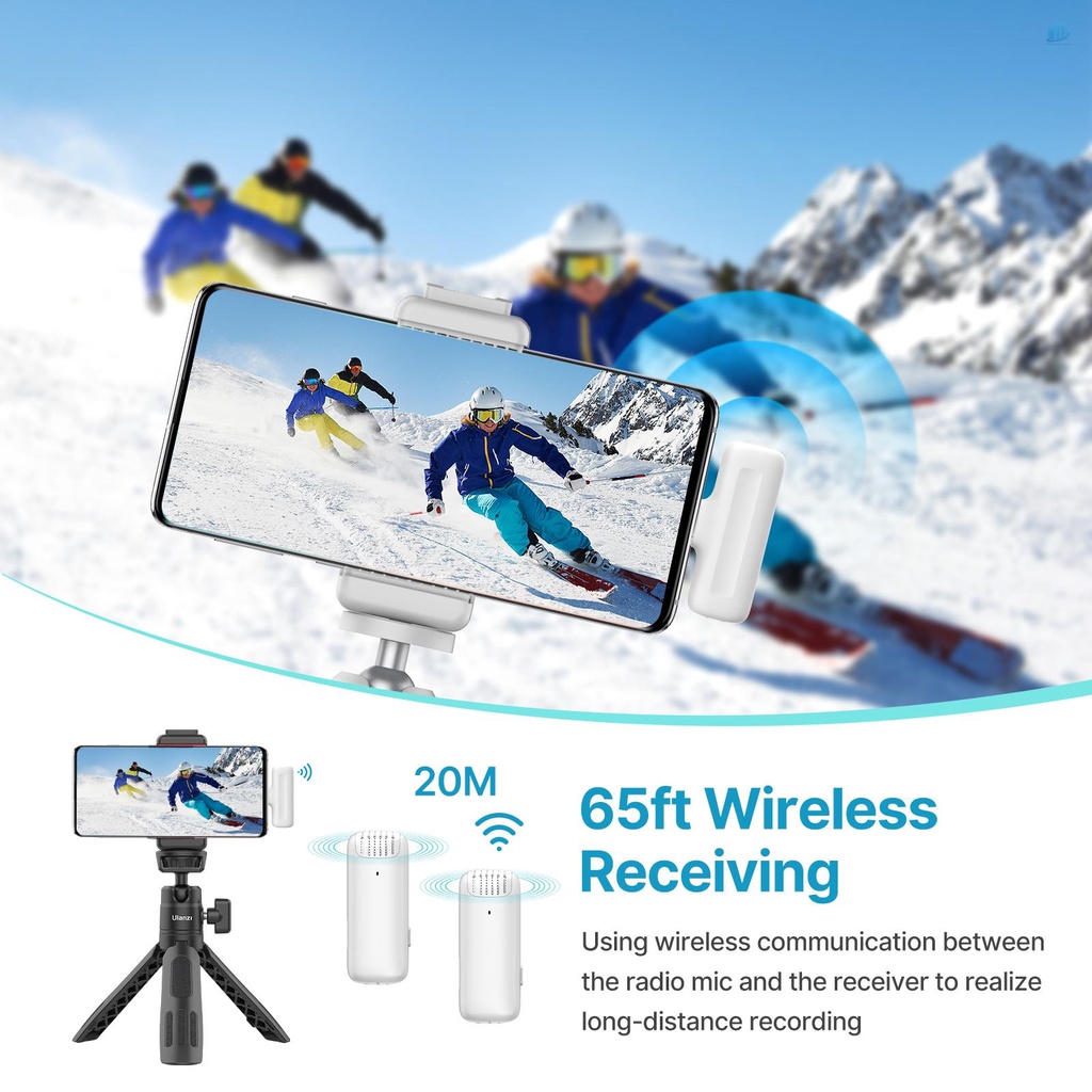 Hệ Thống Micro Không Dây smartwatchinone Ulanzi J12 Kèm 1 Đầu Nhận Và 2 Micro 20M Tích Hợp Pin Sạc Type-C Cho Android