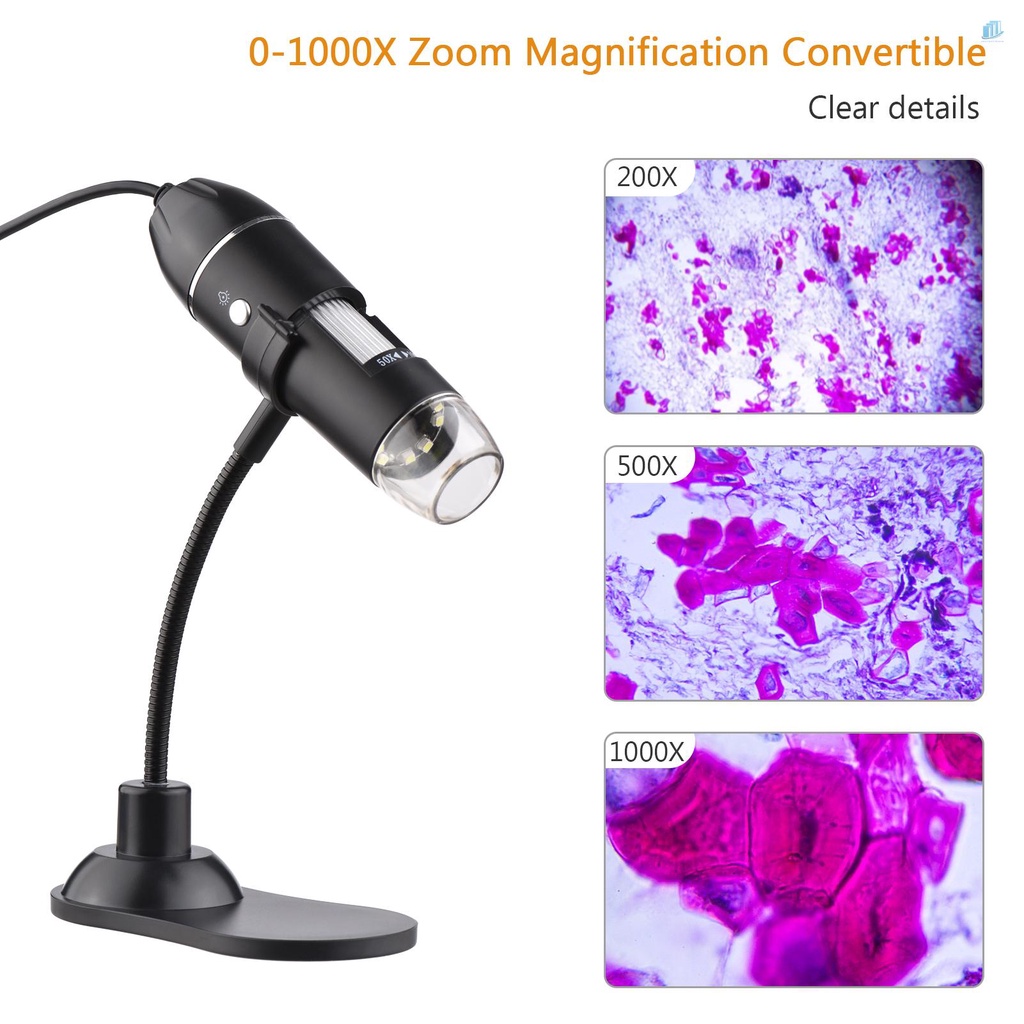 Kính Hiển Vi Kỹ Thuật Số USB Cầm Tay 1000X Kèm Giá Đỡ Cho Laptop