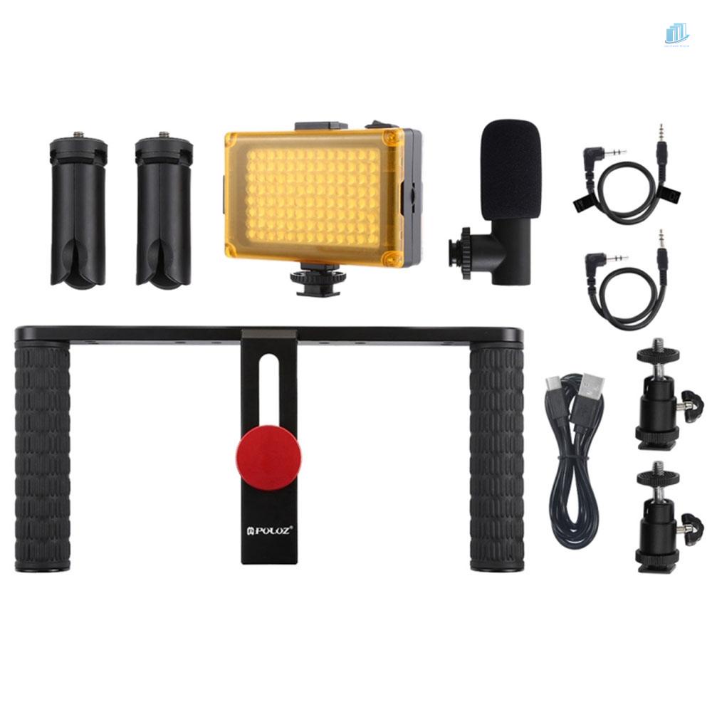 PULUZ Bộ Giá Đỡ Ba Chân Mini Có Đèn LED Và Micro Cho Điện Thoại Di Động