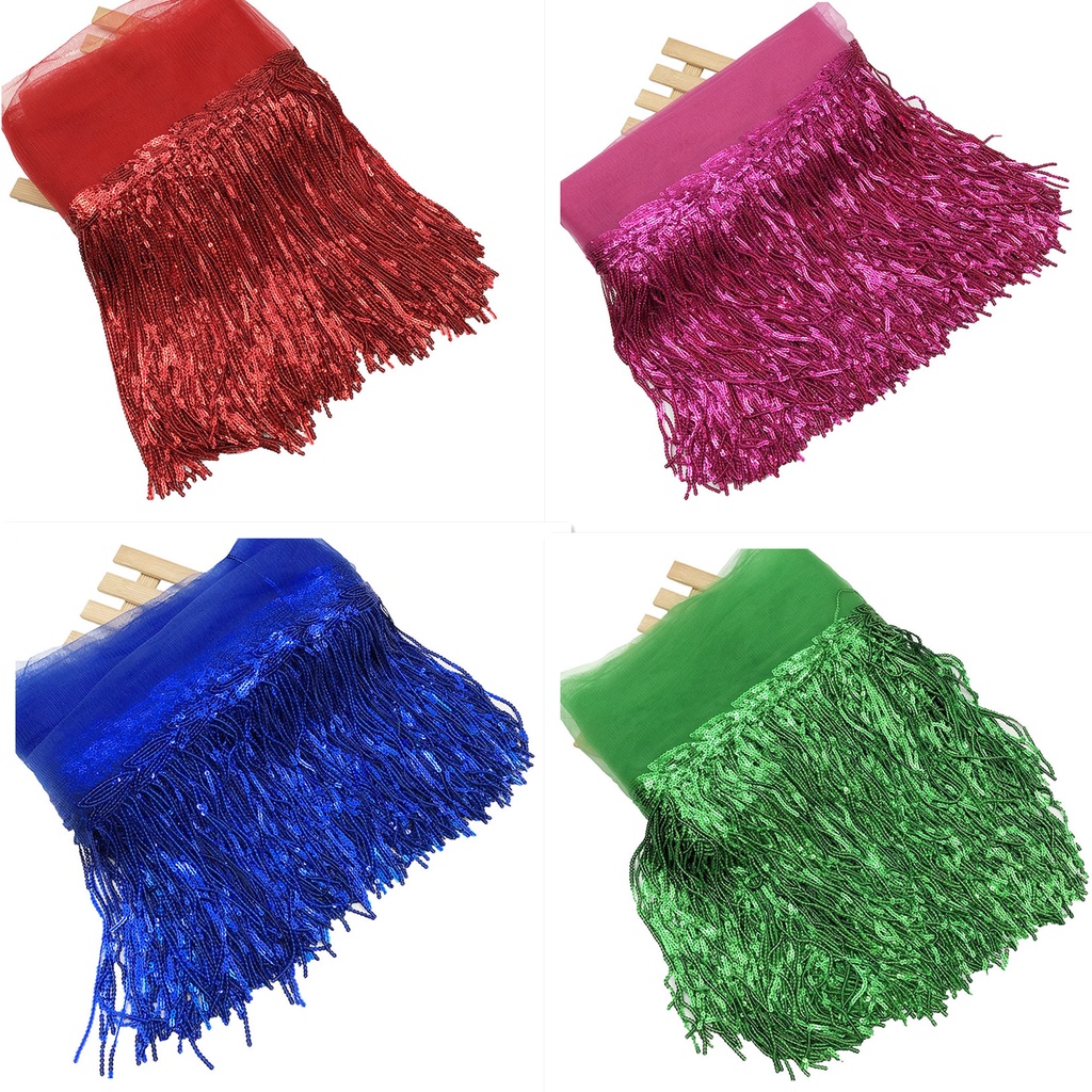 1 Yard Dây Tua Rua Nhiều Màu Sắc Cắt Vải Ren Bản Rộng Trang Trí Váy Khiêu Vũ Latin / Trang Trí Thủ Công DIY