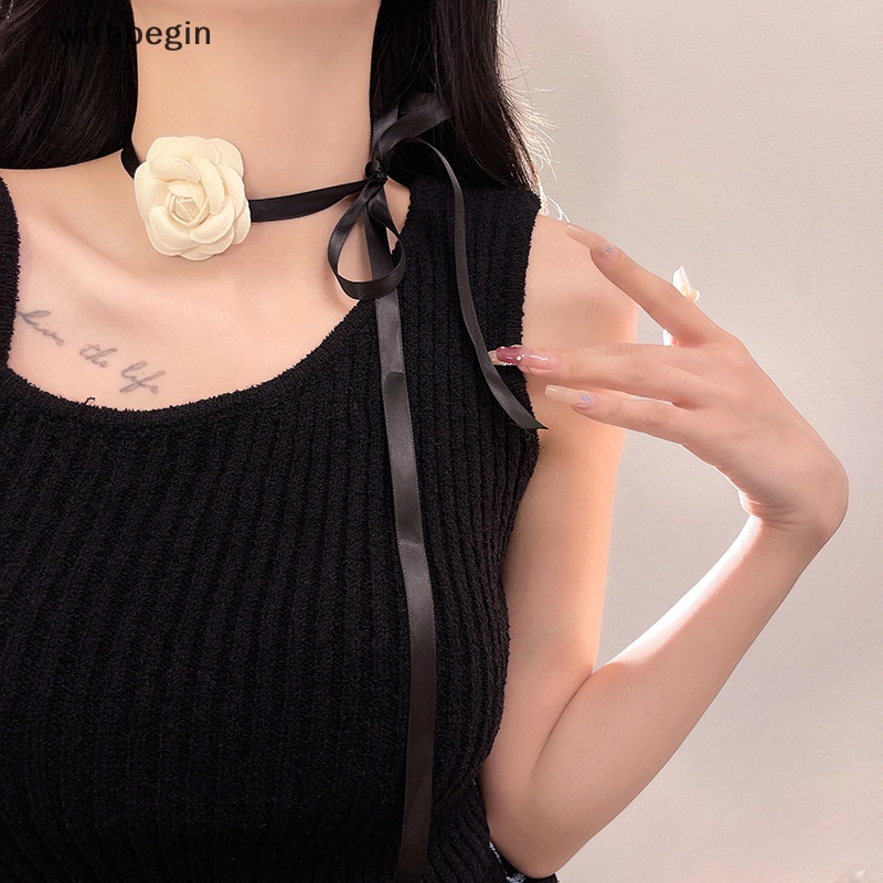 Vòng Cổ Choker Thắt Nơ Họa Tiết Hoa Màu Trắng Thời Trang Cho Nữ