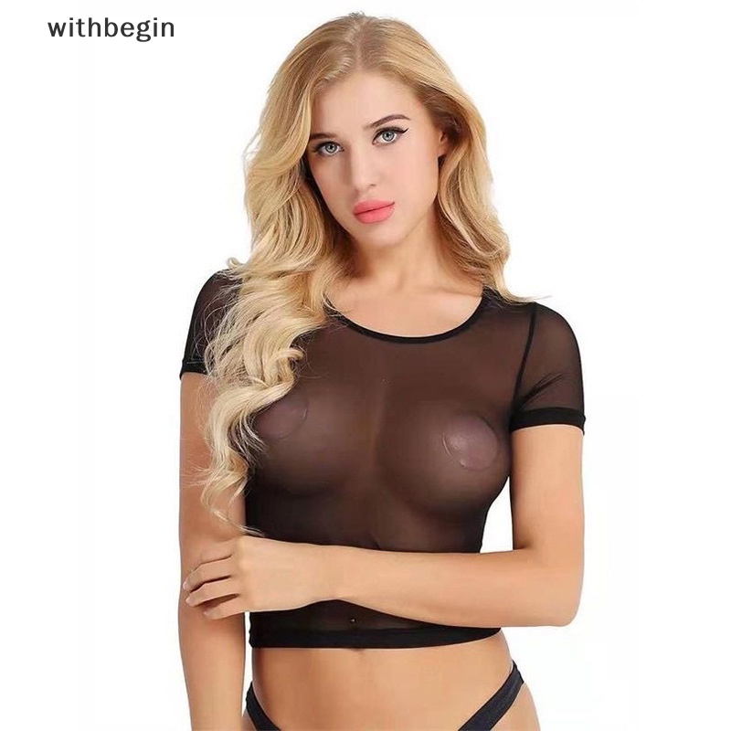 Áo Thun Lưới Cá Ngắn Tay Xuyên Thấu Phong Cách Đường Phố Thời Trang Mùa Hè Cho Nữ