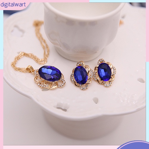 Bộ Vòng cổ + Bông Tai Đính Đá Thời Trang Cho Nữ