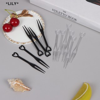 LILY 100 cái/túi trái cây ngã ba mini rõ ràng nhựa dĩa nhà ăn thực phẩm bánh trái cây ngã ba uuu