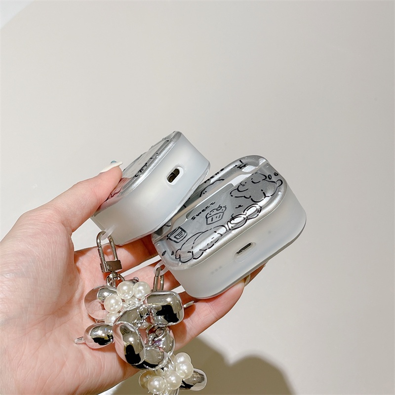 Vỏ Bảo Vệ Hộp Sạc Tai Nghe Bluetooth Không Dây Airpods1 / 2 3 Pro Pro2 Air Pods Pro 3 Mạ Bạc Hình Chó Mèo Dễ Thương