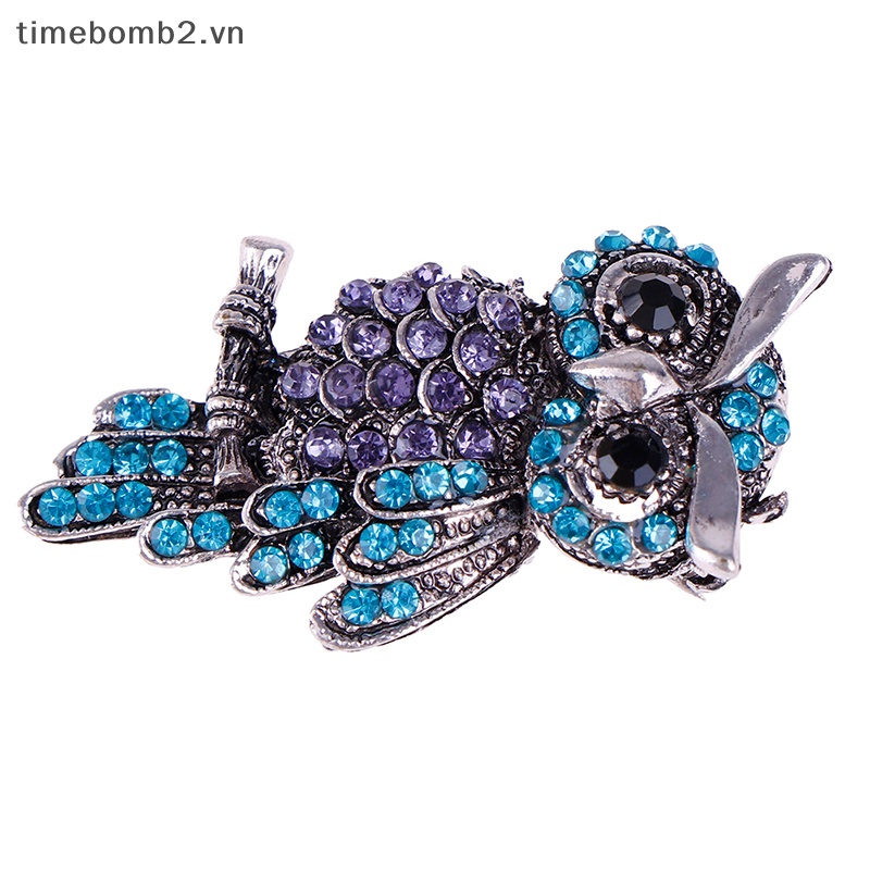 {Timebomb} Trâm Cài Áo Bằng Hợp Kim Kẽm Hình Cú Đính Kim Cương Giả Hợp Thời Trang Làm Quà Giáng Sinh