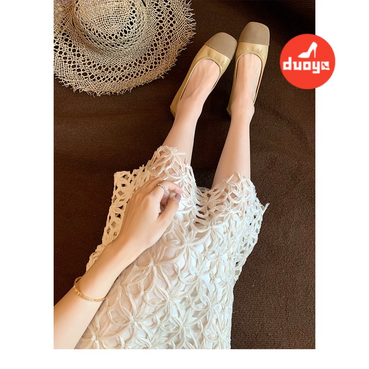 Tóc Thẳng ~ [Hàng Có Sẵn] Giày Búp Bê Mũi Vuông Đế Dày Mềm Mại Phù Hợp Với Mùa Hè Dễ Phối Đồ Cho Nữ