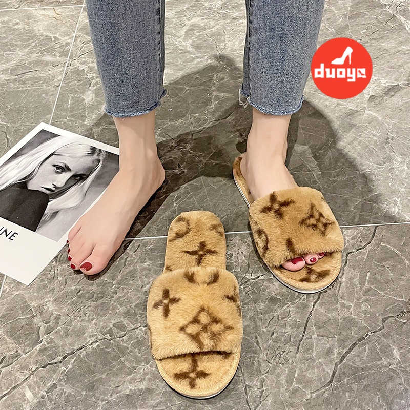 Dép Bông Đi Trong Nhà Dạng Lật Bằng Lông Thỏ Giữ Ấm Chân Quai Chéo Phong Cách Mới 2022 Dễ Phối Đồ Cho Nữ