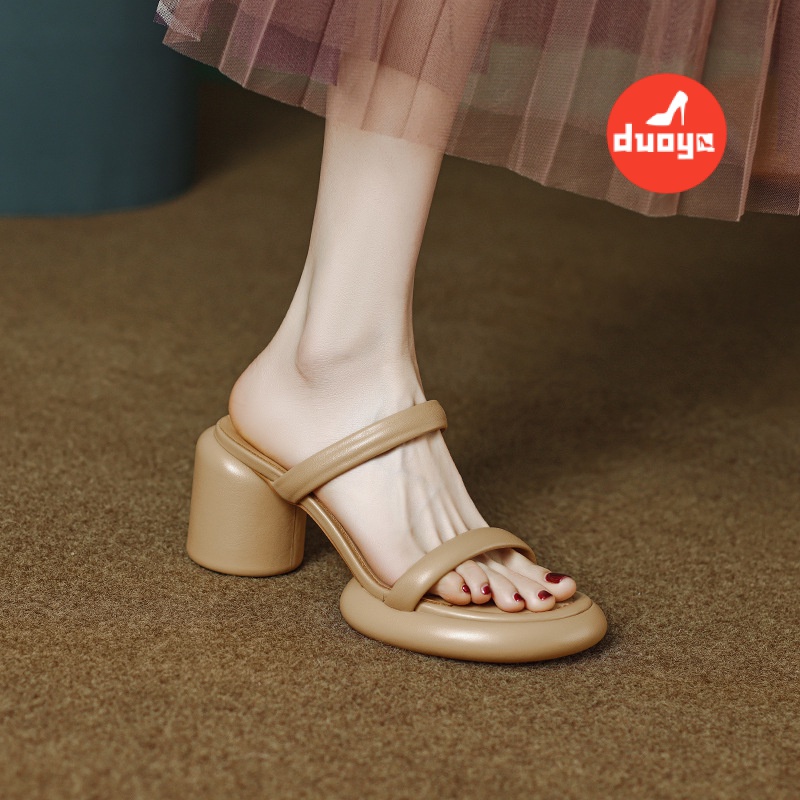 Tóc Thẳng Của Nhà Máy Duoya ~ [Hàng Có Sẵn] Tự Đóng Băng!Giày Sandal Đế Xuồng Dày Hở Ngón Thời Trang Dành Cho Nữ