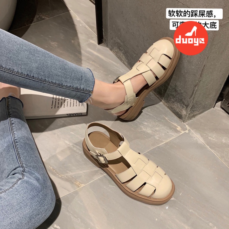 Duoya Tóc Thẳng ~ [Hàng Có Sẵn] Giày Sandal Da Mềm Đế Dày Thoáng Khí Thời Trang Mùa Hè Cho Nữ Miễn Phí Vận Chuyển