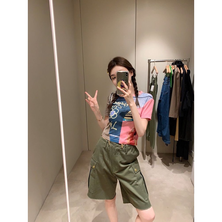 Áo Thun Cotton Ngắn Tay Cổ Tròn Dáng Ôm In Họa Tiết Thời Trang Mùa Hè Dành Cho Nữ