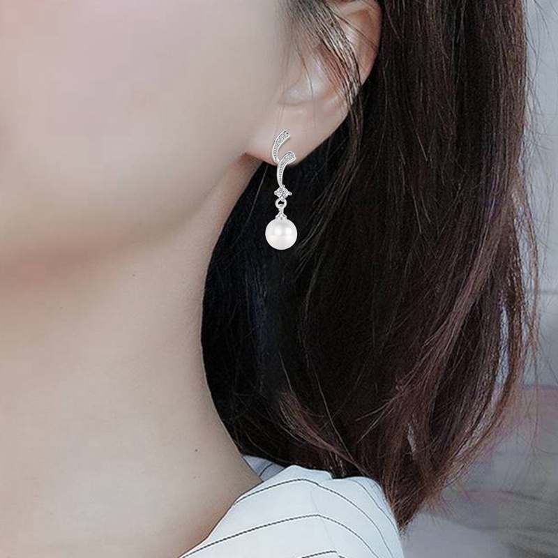 Ygt Bông Tai Bạc Dáng Dài Đính Ngọc Trai Giả Thanh Lịch Thời Trang Cho Cô Dâu