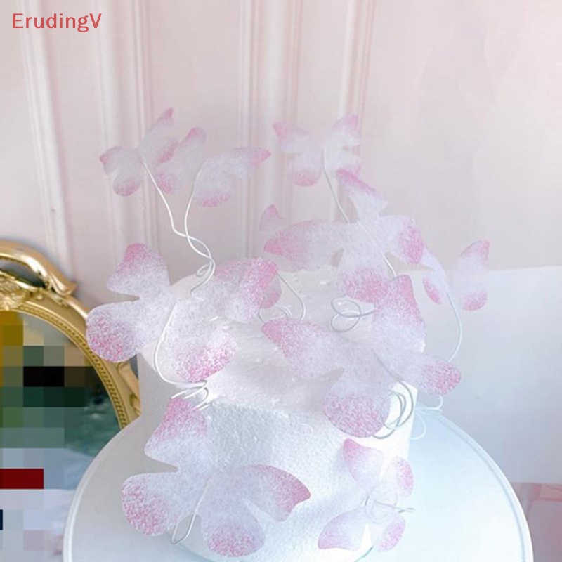 Bộ 10 Topper Trang Trí Bánh Kem Hình Bướm Bằng Vải Voan Màu Hồng