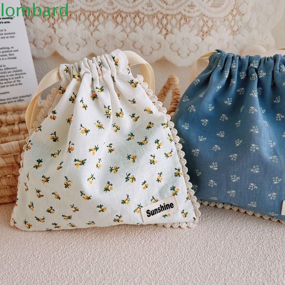 Túi Đựng Mỹ Phẩm Đeo Cổ Tay Chống Bụi Bằng Vải Cotton Họa Tiết Hoa