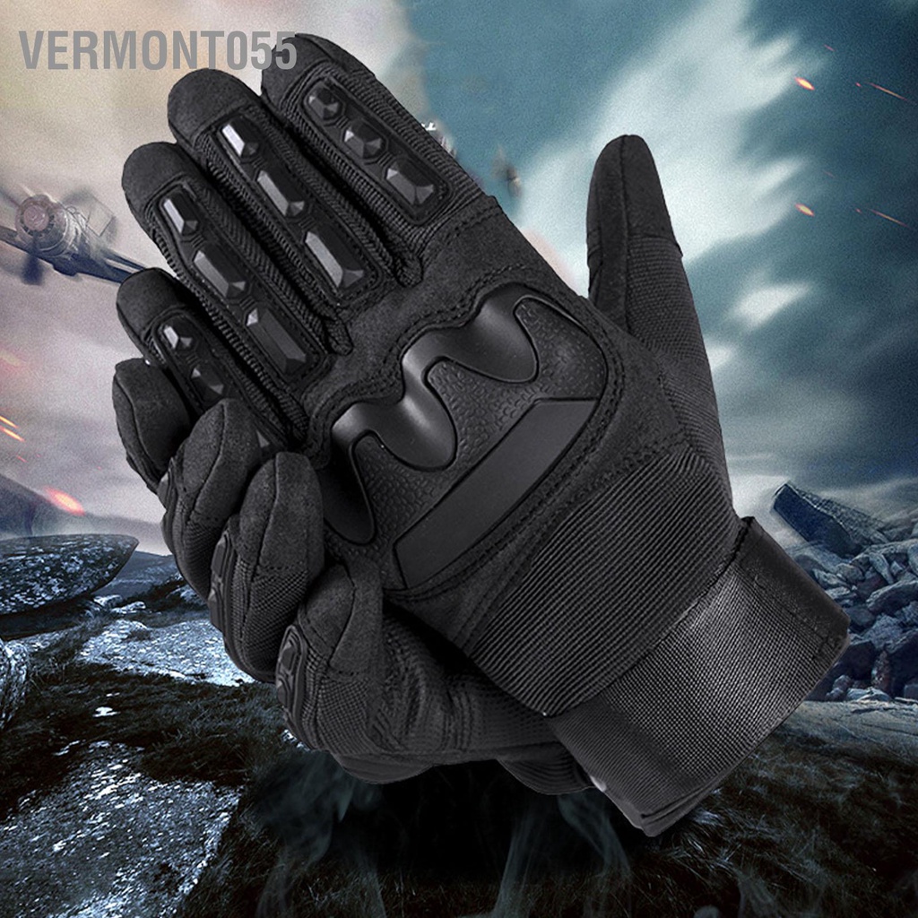 Vermont055 1 Full Ngón Cứng Gù Găng Tay Màn Hình Cảm Ứng Xe Máy Đạp Cho Chụp Ngoài Trời Huấn Luyện Công Việc Thể Thao