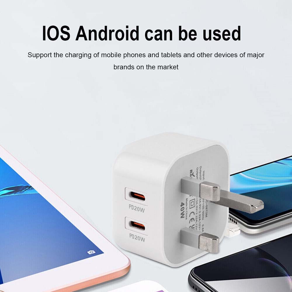 Fast Charging 40W USB-C Power Adapter for PD Cable Data Fast Charger PD Ready Stok