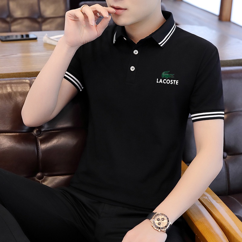 Hàng Có Sẵn! Hàng Có Sẵn! Áo polo Chất Liệu cotton Nguyên Chất Thời Trang Cho Nam Nữ LAC0STE