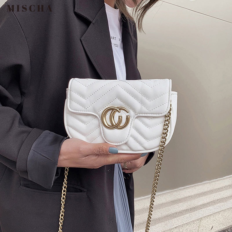 MISCHA Túi Đeo Chéo Thêu Họa Tiết Phong Cách Hàn Quốc Thời Trang Cho Nữ