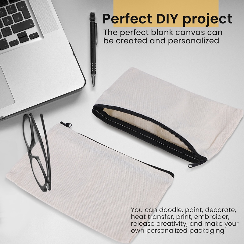 Bộ 10 Túi Đựng Bút / Mỹ Phẩm Bằng Vải Canvas / Cotton Tiện Dụng Mang Theo Du Lịch DIY