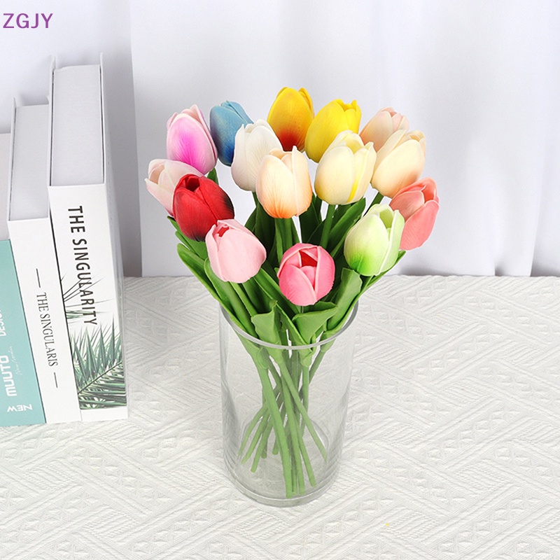 Set 5 / 10 Hoa Tulip Nhân Tạo Bằng PU Màu Sắc Ngẫu Nhiên Trang Trí Nhà Cửa / Tiệc Cưới DIY Mới