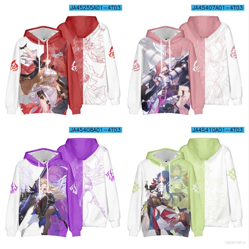 Áo Hoodie Tay Dài HT3 Honkai Star Rail Anime Himeko Asta Natasha Top Casaul 3D Thời Trang Oversize