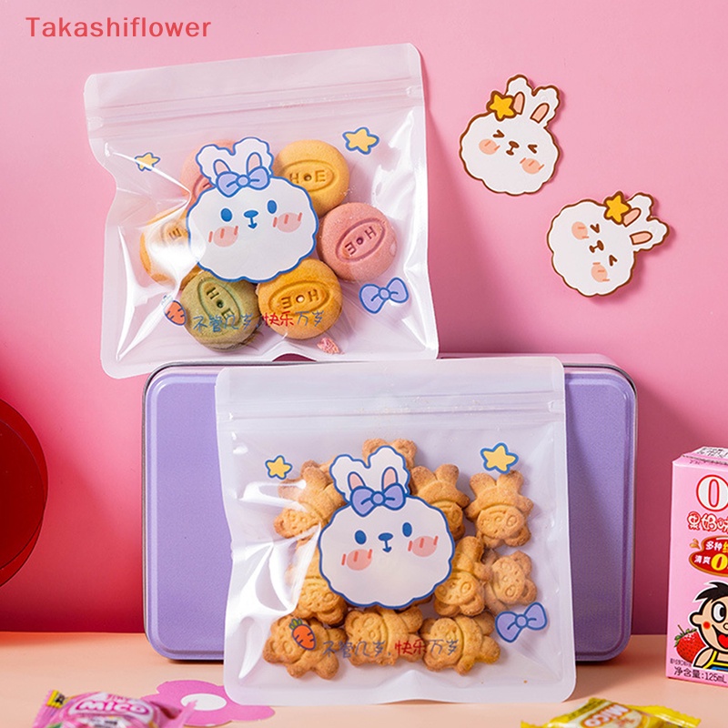 Set 10 Túi Đựng Bánh Kẹo Có Khóa Kéo Họa Tiết Hoạt Hình Dễ Thương