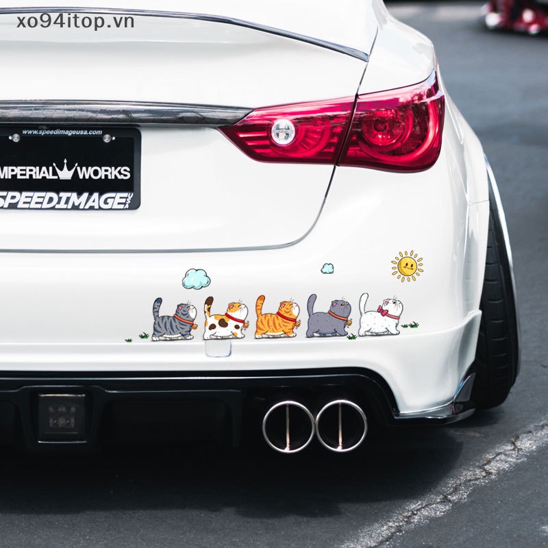 Set 5 Sticker Chống Thấm Nước Hình Mèo Leo Cây Ngộ Nghĩnh Dùng Để Trang Trí Xe Ô Tô