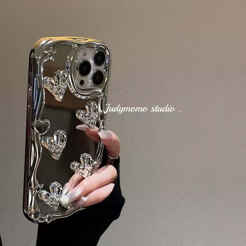 Ốp Điện Thoại Tráng Gương Mạ Điện Hình Trái Tim Ba Chiều Cho Iphone 14promax 13 13promax 12 11 7 / 8Plus Xsmax