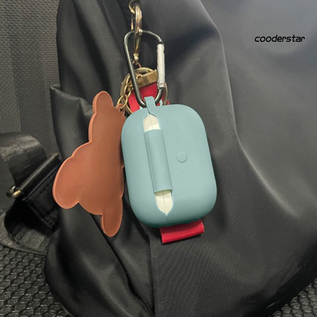 Vỏ Bảo Vệ Hộp Sạc Tai Nghe Airpods Pro 2 Bằng Silicon Màu Trơn Chống Sốc / Bụi Bẩn Kèm Móc Treo Tiện Dụng