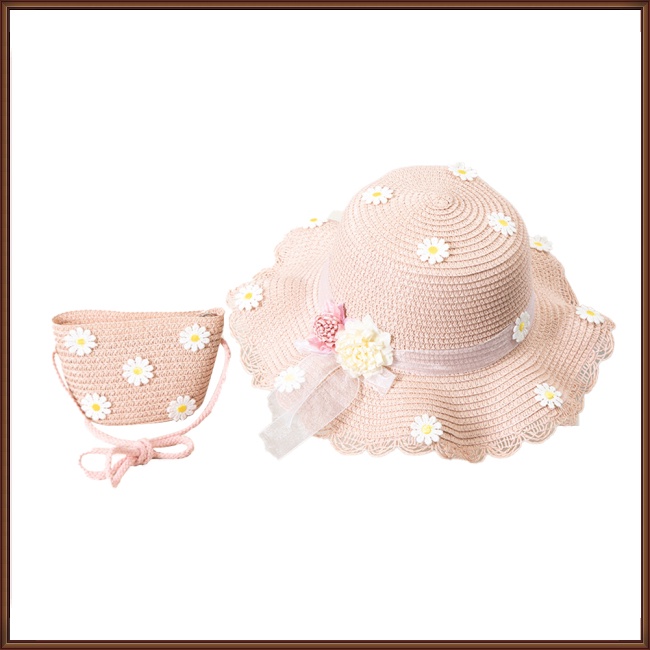 Set 2 Món Nón Chống Nắng + Túi Xách Dễ Thương Xinh Xắn Dành Cho Bé 2-8 Tuổi