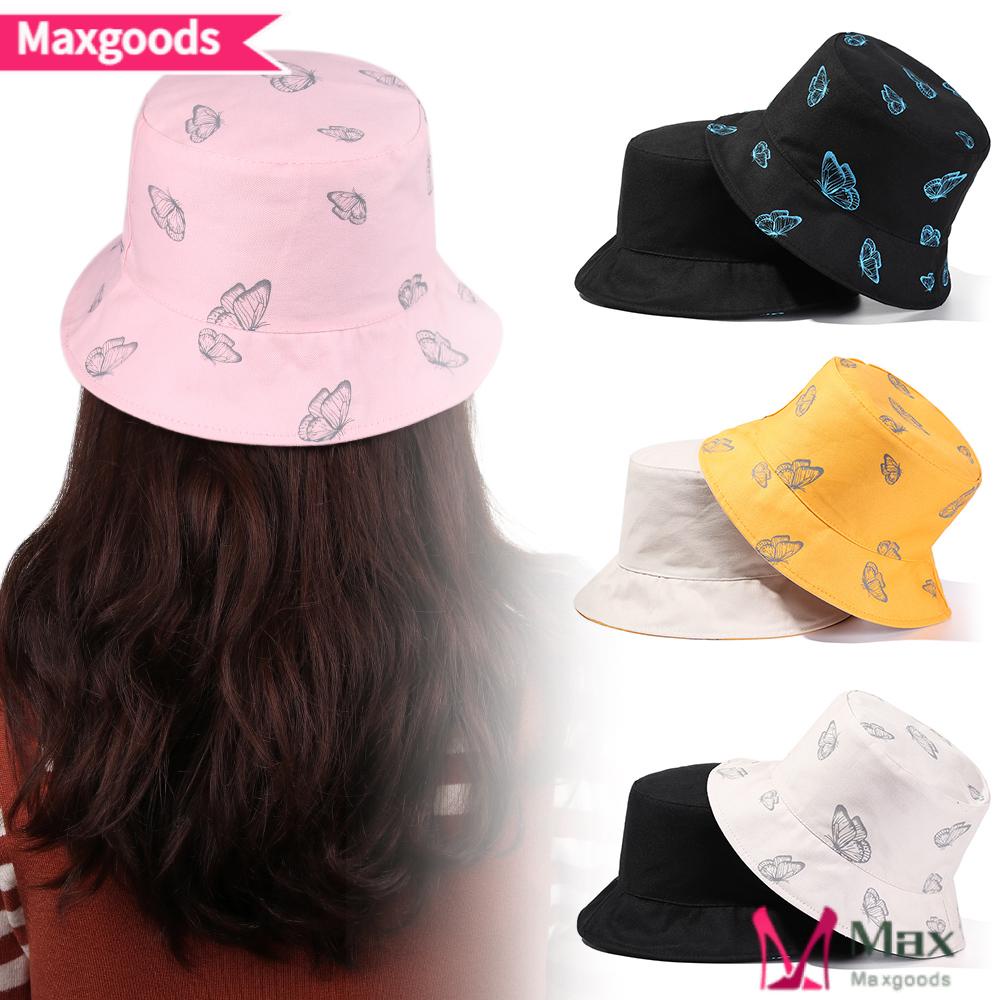 Nón Tai Bèo Vải Cotton Hai Mặt Họa Tiết Bướm Thời Trang Cho Nam Và Nữ